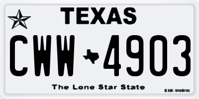 TX license plate CWW4903