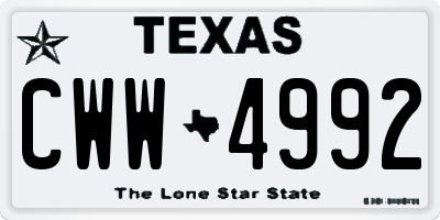 TX license plate CWW4992