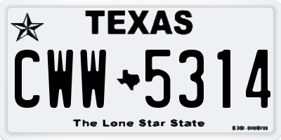 TX license plate CWW5314
