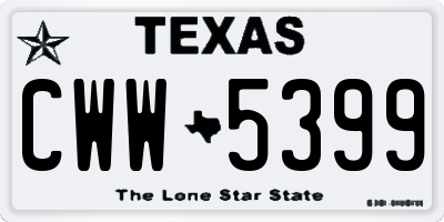 TX license plate CWW5399
