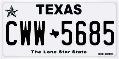 TX license plate CWW5685