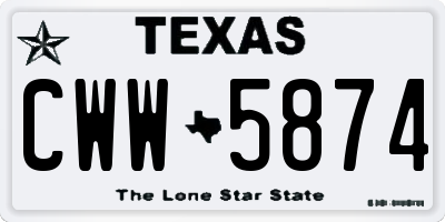 TX license plate CWW5874
