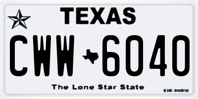 TX license plate CWW6040