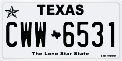 TX license plate CWW6531