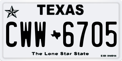 TX license plate CWW6705