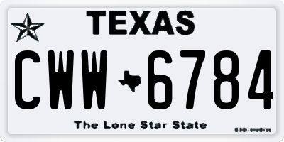 TX license plate CWW6784