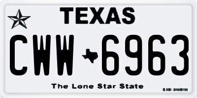 TX license plate CWW6963
