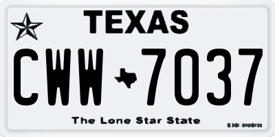 TX license plate CWW7037