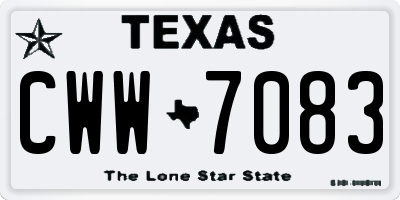 TX license plate CWW7083