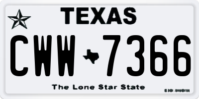 TX license plate CWW7366