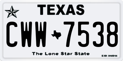 TX license plate CWW7538