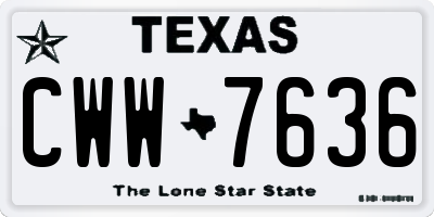 TX license plate CWW7636