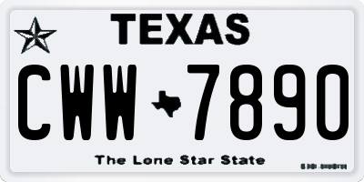 TX license plate CWW7890