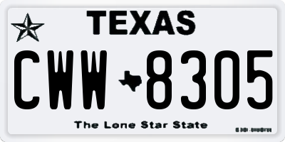 TX license plate CWW8305