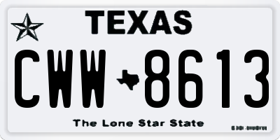 TX license plate CWW8613