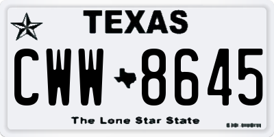 TX license plate CWW8645