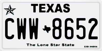 TX license plate CWW8652