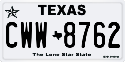 TX license plate CWW8762