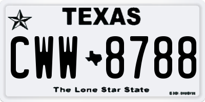 TX license plate CWW8788