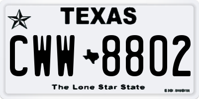 TX license plate CWW8802