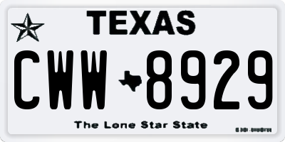 TX license plate CWW8929