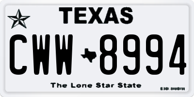 TX license plate CWW8994