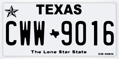 TX license plate CWW9016