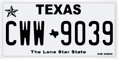 TX license plate CWW9039