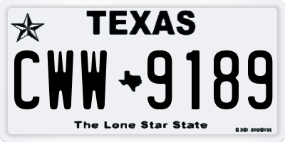 TX license plate CWW9189