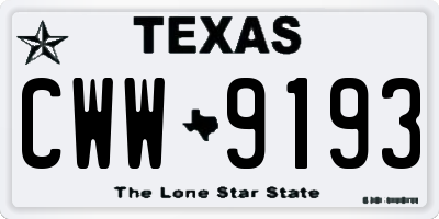 TX license plate CWW9193