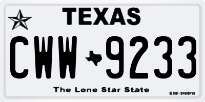 TX license plate CWW9233