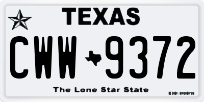 TX license plate CWW9372