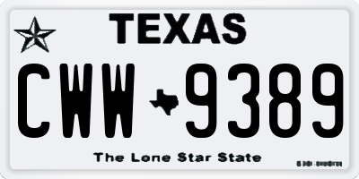 TX license plate CWW9389