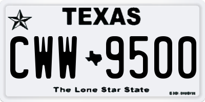 TX license plate CWW9500