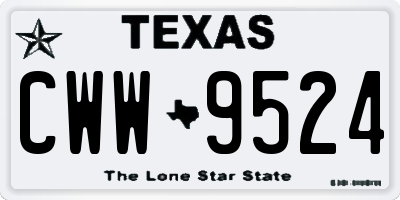 TX license plate CWW9524