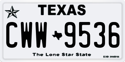 TX license plate CWW9536