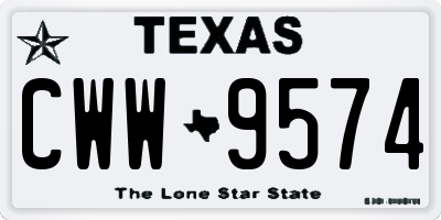 TX license plate CWW9574
