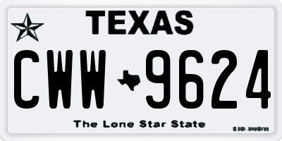 TX license plate CWW9624