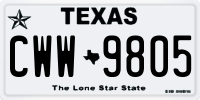 TX license plate CWW9805