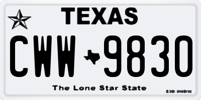 TX license plate CWW9830