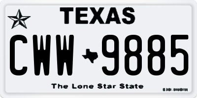 TX license plate CWW9885