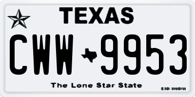 TX license plate CWW9953