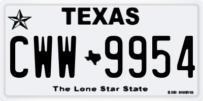 TX license plate CWW9954