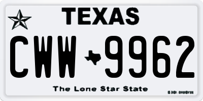 TX license plate CWW9962