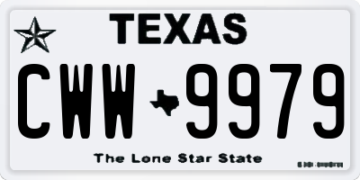 TX license plate CWW9979