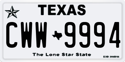 TX license plate CWW9994