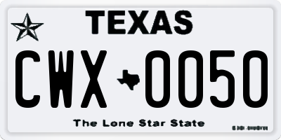 TX license plate CWX0050