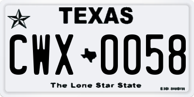 TX license plate CWX0058