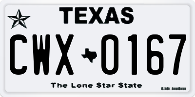 TX license plate CWX0167
