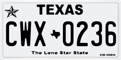 TX license plate CWX0236